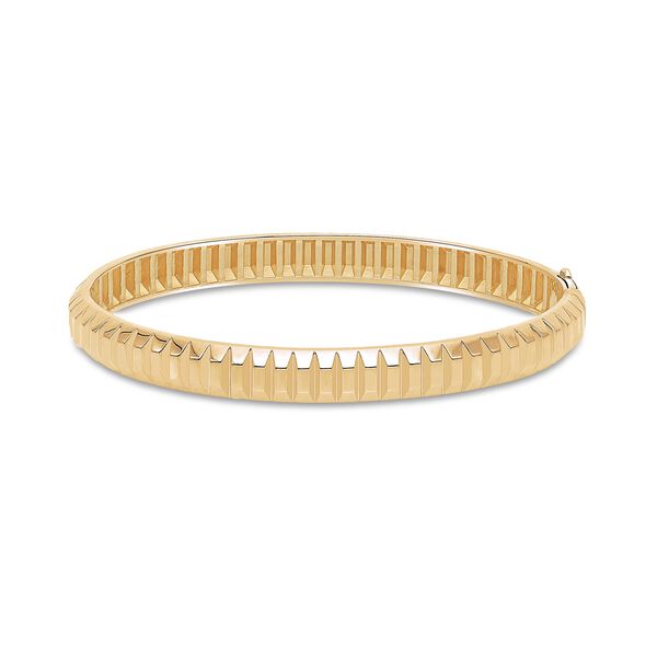 Yellow Gold Textured Bangle,Large